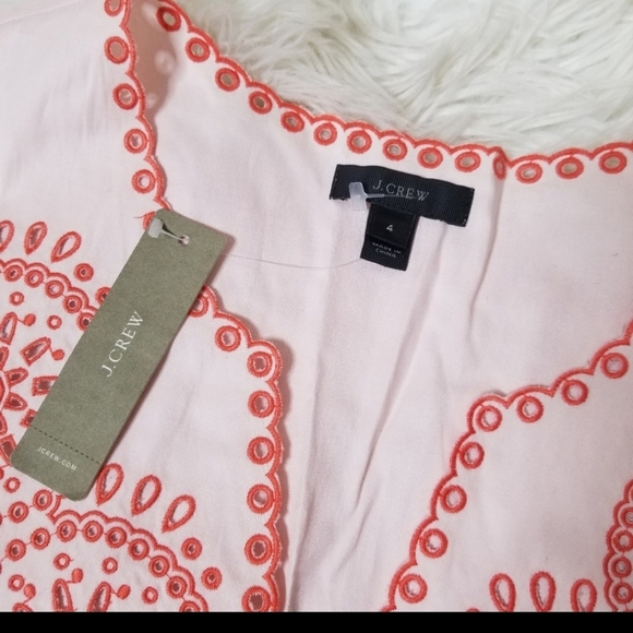 🥳HP🥳 J. Crew Pink Red EmbroideSleeveless Top - Picture 6 of 8